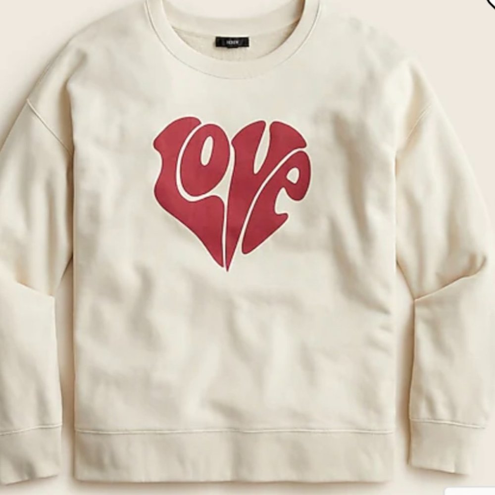 University Terry "Love" heart sweatshirt